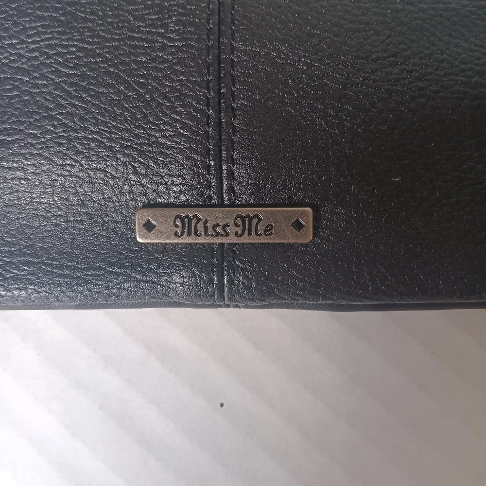 Miss Me‎ Black Leather Studded Wallet 4 x 7 1/2 inches